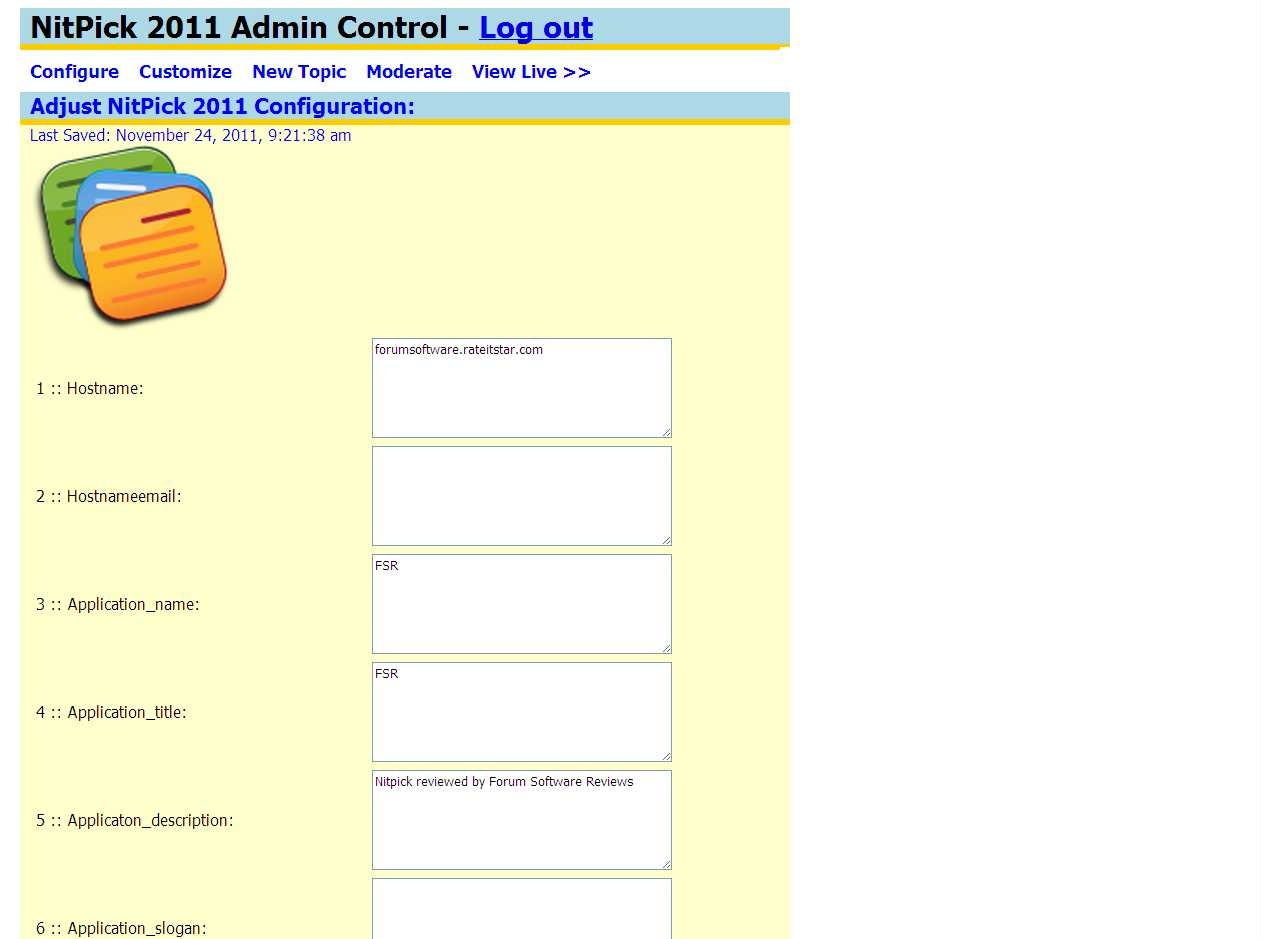 NitPick 2011 Administration Panel - Settings
